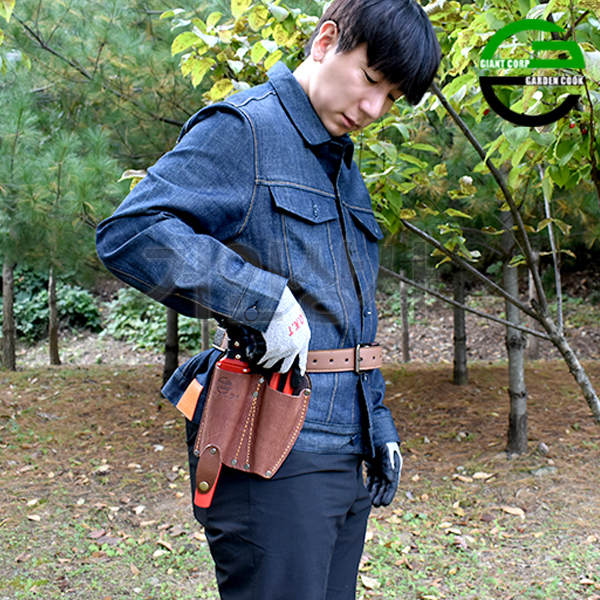 가든쿡 가죽 2구 전정가위집 GL-3 /전지 가위집 원예 조경 정원 접톱 공구 작업 국산
